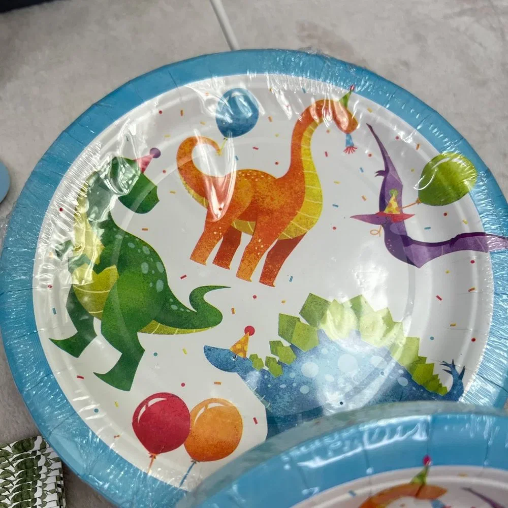 Baby Shower Dinosaur Decorations Lot Diaper Raffle Photo Backdrop Balloons Plate